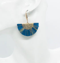 Load image into Gallery viewer, Blue and Gold Fan Shaped Tassel Earrings - E19-1090