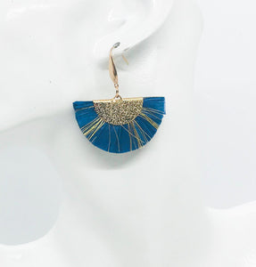 Blue and Gold Fan Shaped Tassel Earrings - E19-1090