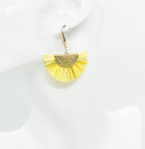 Yellow and Gold Fan Shaped Tassel Earrings - E19-1106