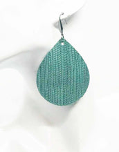 Load image into Gallery viewer, Palm Leaf Sea Foam Green Leather Earrings - E19-110