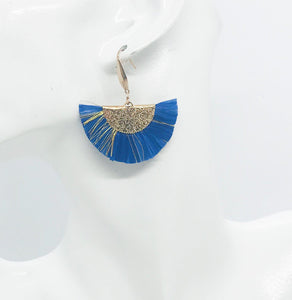 Navy and Gold Fan Shaped Tassel Earrings - E19-1128