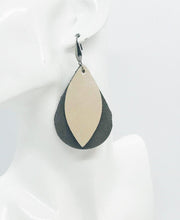 Load image into Gallery viewer, Champagne Leather and Gray Suede Leather Earrings - E19-1137