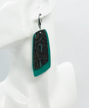Load image into Gallery viewer, Aqua Leather and Turquoise Crocodile Leather Earrings - E19-1154