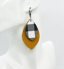 Load image into Gallery viewer, Mustard Suede and Buffalo Plaid Leather Earrings - E19-1157