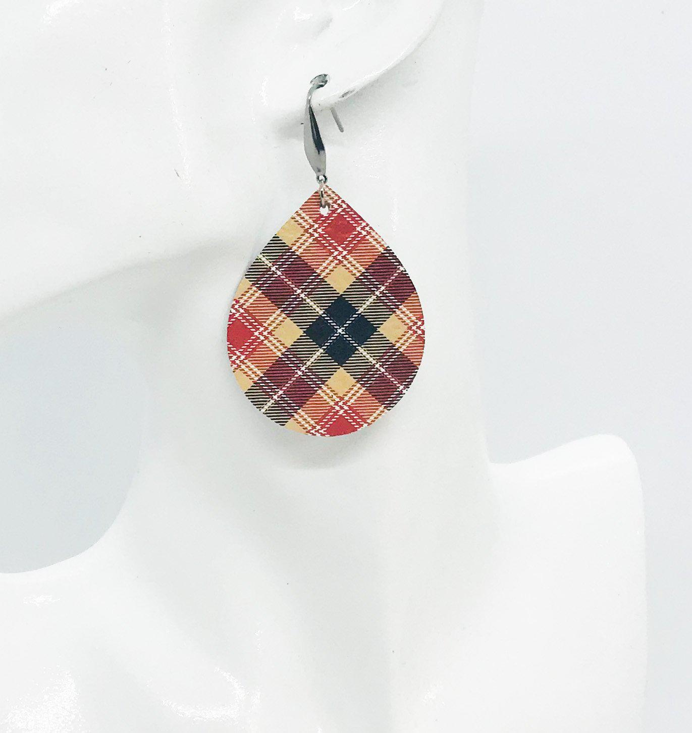 Tartan Plaid Leather Earrings - E19-1168