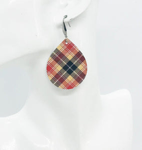 Tartan Plaid Leather Earrings - E19-1168