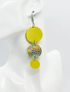 Yellow Leather and Banana Leather Earrings - E19-1174