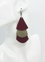 Load image into Gallery viewer, Cranberry and Metallic Gold Leather Earrings - E19-1175
