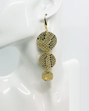Load image into Gallery viewer, Elegant Mystic Gold on Tan Leather Earrings - E19-1187