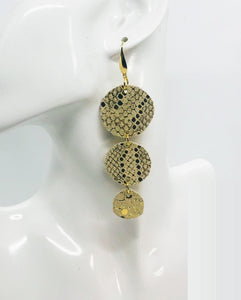 Elegant Mystic Gold on Tan Leather Earrings - E19-1187
