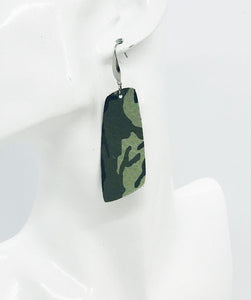 Green Camo Leather Earrings - E19-1196