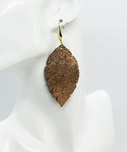 Vintage Crackle Copper Leather Earrings - E19-1197
