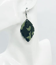 Load image into Gallery viewer, Green Camo Leather Earrings - E19-1199