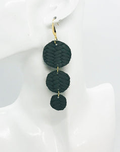 Olive Green Braided Fishtail Leather Earrings - E19-1200