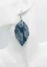 Load image into Gallery viewer, Navy Metallic Camo Leather Earrings - E19-1215