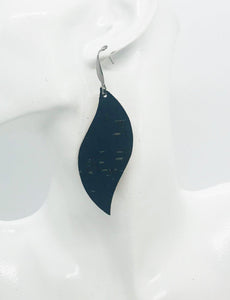 Navy Cork Leather Earrings - E19-1236