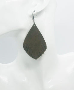 Sandy Brown Suede Leather Earrings - E19-1246