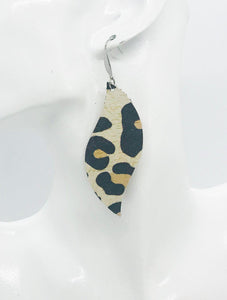 Almond Large Cheetah Leather Earrings - E19-1253