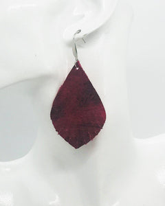 Marbled Red Leather Earrings - E19-1267
