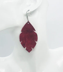 Marbled Red Leather Earrings - E19-1277
