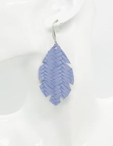 Lavender Braided Fishtail Leather Earrings - E19-1289