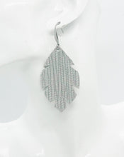 Load image into Gallery viewer, Grey Palm Leaf Leather Earrings - E19-1291