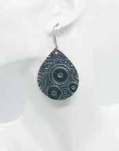 Load image into Gallery viewer, Metallic Grey Embossed Leather Earrings - E19-1297