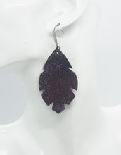 Load image into Gallery viewer, Dark Raspberry Dazzle Leather Earrings - E19-1299