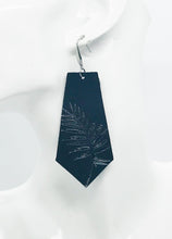 Load image into Gallery viewer, Genuine Black Leather Palm Leaf Earrings - E19-132