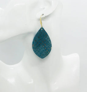 Turquoise Python Snake Leather Earrings - E19-1351