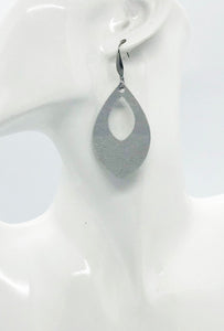 Metallic Silver Genuine Leather Earrings - E19-1358