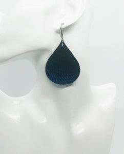 Royal Blue Metallic Leather Earrings - E19-1359