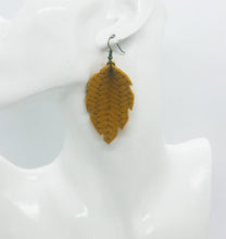 Load image into Gallery viewer, Mustard Braided Fishtail Leather Earrings - E19-1365