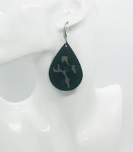 Load image into Gallery viewer, Biker Black Genuine Leather and Gold Cheetah Earrings - E19-1379