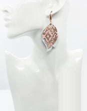 Load image into Gallery viewer, White and Rose Gold Metallic Snake Leather Earrnigs - E19-1388