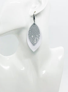 White and Gray Snake Leather Earrings - E19-1390