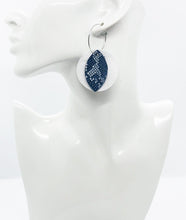 Load image into Gallery viewer, White Leather and Navy Snake Leather Earrings - E19-1393