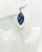 Load image into Gallery viewer, White Leather and Navy Snake Leather Earrings - E19-1400