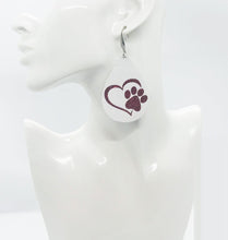 Load image into Gallery viewer, White Genuine Leather and Red Glitter Earrings - E19-1404