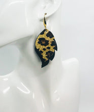 Load image into Gallery viewer, Black and Leopard Print Leather Earrings - E19-1412