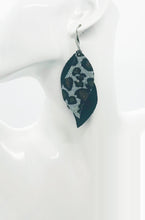 Load image into Gallery viewer, Black Leather and Glitter Leopard Faux Leather Earrings - E19-1419