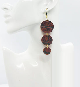 Burnt Orange Embossed Genuine Leather Earrings - E19-1428