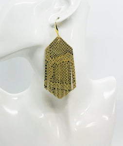Mystic Gold on Tan Leather Earrings - E19-1437