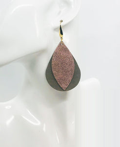 Metallic Gold and Rose Gold Leather Earrings - E19-1442