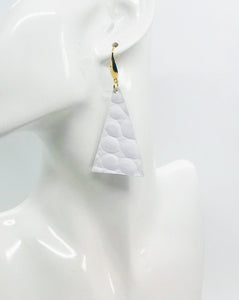 White Embossed Genuine Leather Earrings - E19-1443