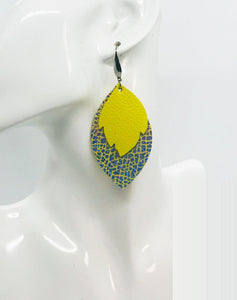 Iridescent Leather and Canary Yellow Leather Earrings - E19-1450