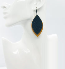 Load image into Gallery viewer, Mustard Suede Leather and Fish Net Pattern Leather Earrings - E19-1455