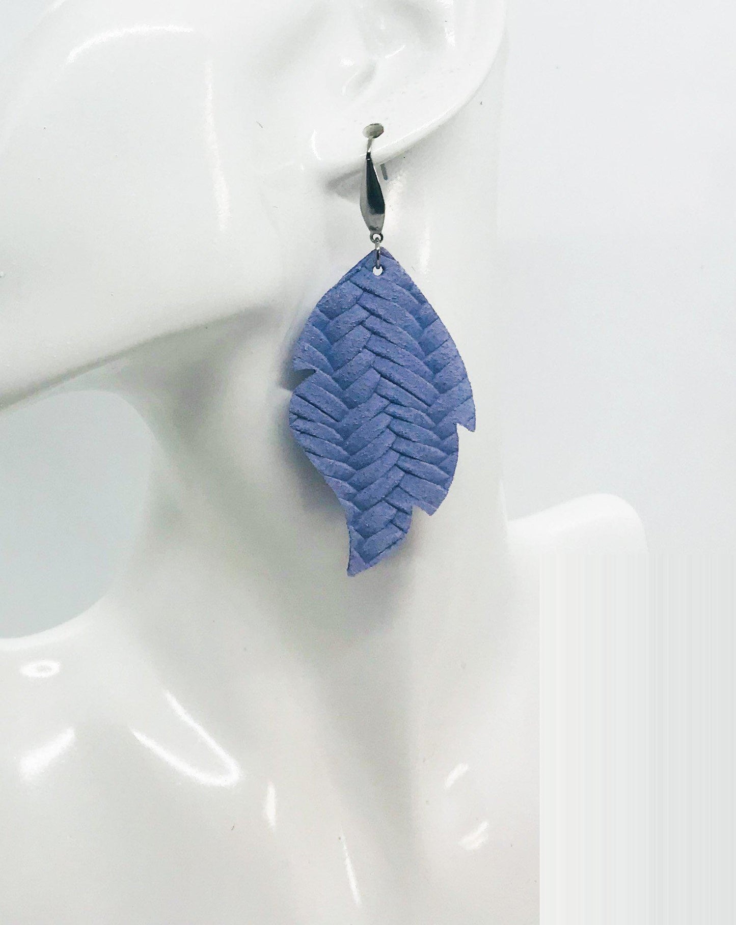Lavender Braided Fishtail Leather Earrings - E19-1457