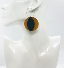 Load image into Gallery viewer, Mustard Suede Leather and Fish Net Pattern Leather Earrings - E19-1460