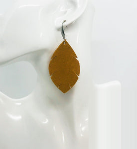 Dark Mustard Gold Suede Leather Earrings - E19-1464